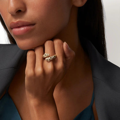 [⭐JeweliWhal]PANTHERE DOUBLE HEADED FULL DIAMOND  RING