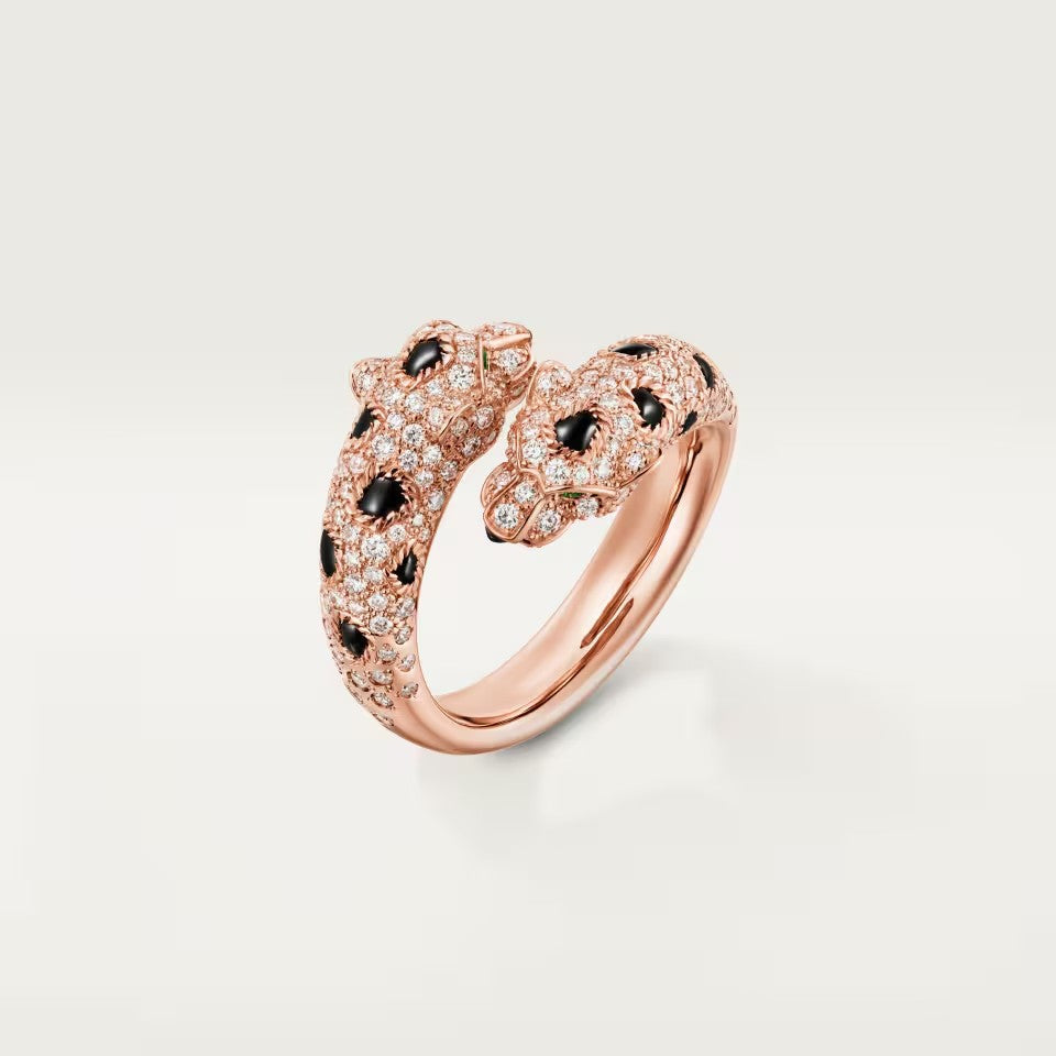 [⭐JeweliWhal]PANTHERE DOUBLE HEADED FULL DIAMOND  RING
