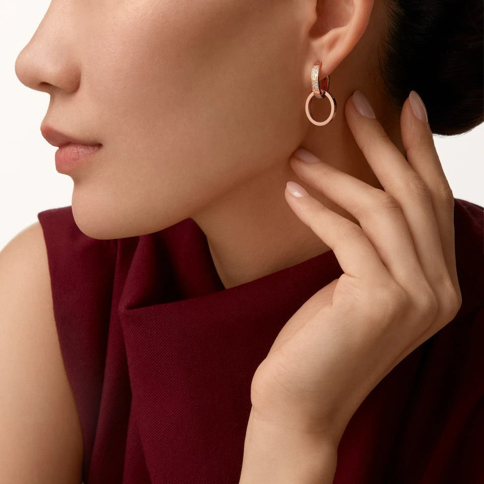 [⭐JeweliWhal]LOVE 3.3MM DANGLE HALF DIAMOND EARRINGS