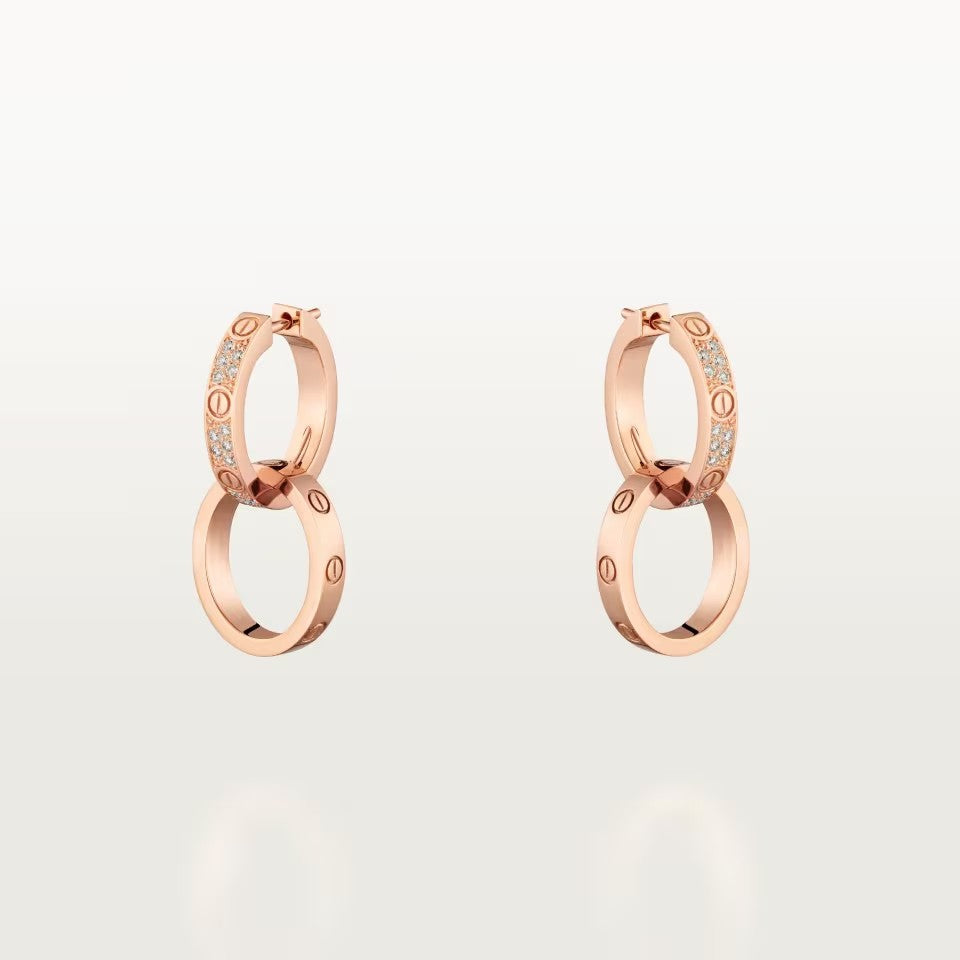[⭐JeweliWhal]LOVE 3.3MM DANGLE HALF DIAMOND EARRINGS