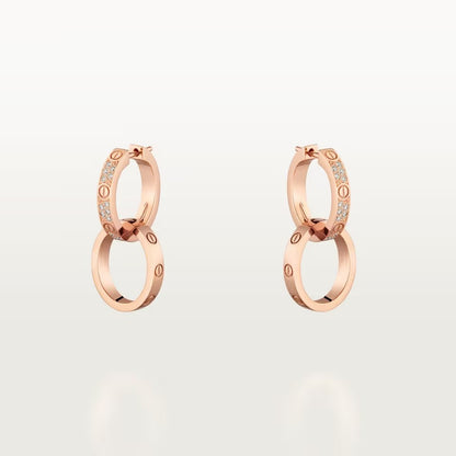 [⭐JeweliWhal]LOVE 3.3MM DANGLE HALF DIAMOND EARRINGS