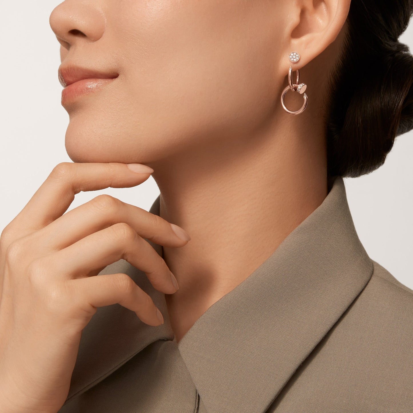 [⭐JeweliWhal]JUSTE HALF DIAMOND DOUBLE EARRINGS