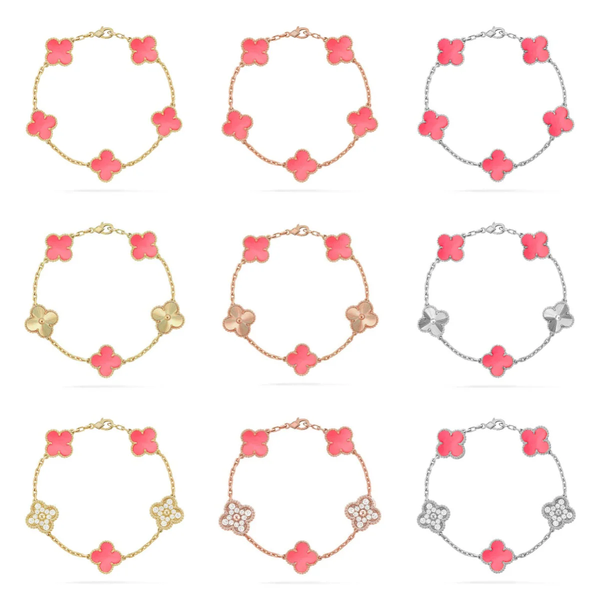 [⭐JeweliWhal] CLOVER 5 MOTIFS  PINK MOP BRACELET COLLECTION