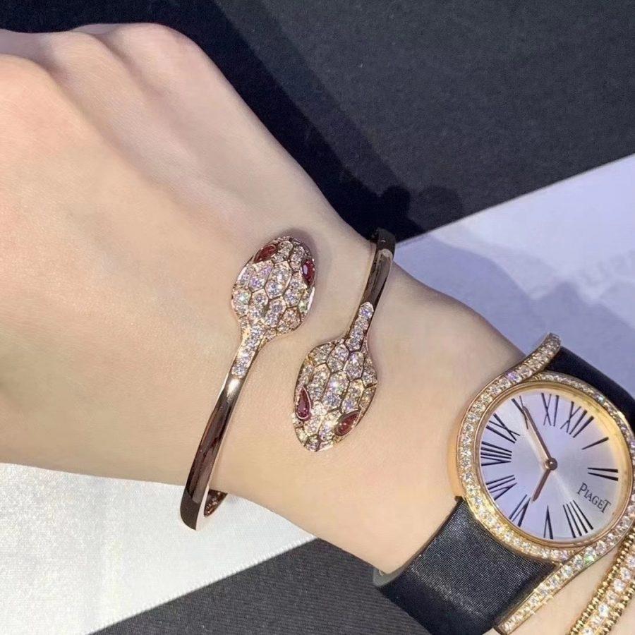 [⭐JeweliWhal]SERPENTI BRACELET PINK GOLD DIAMOND DOUBLE SNAKE