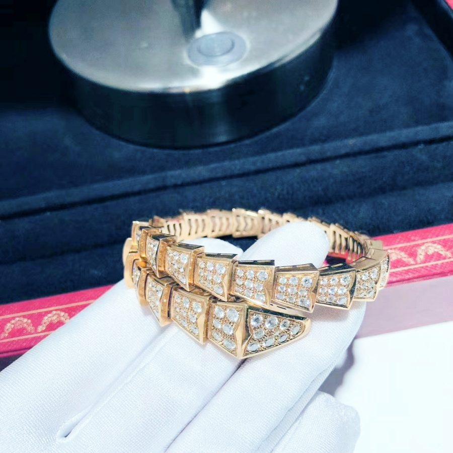 [⭐JeweliWhal]SERPENTI BRACELET 8MM PINK GOLD DIAMOND