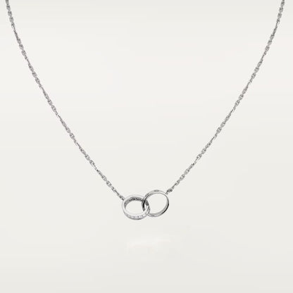[⭐JeweliWhal]LOVE DOUBLE RING HALF DIAMOND NECKLACE