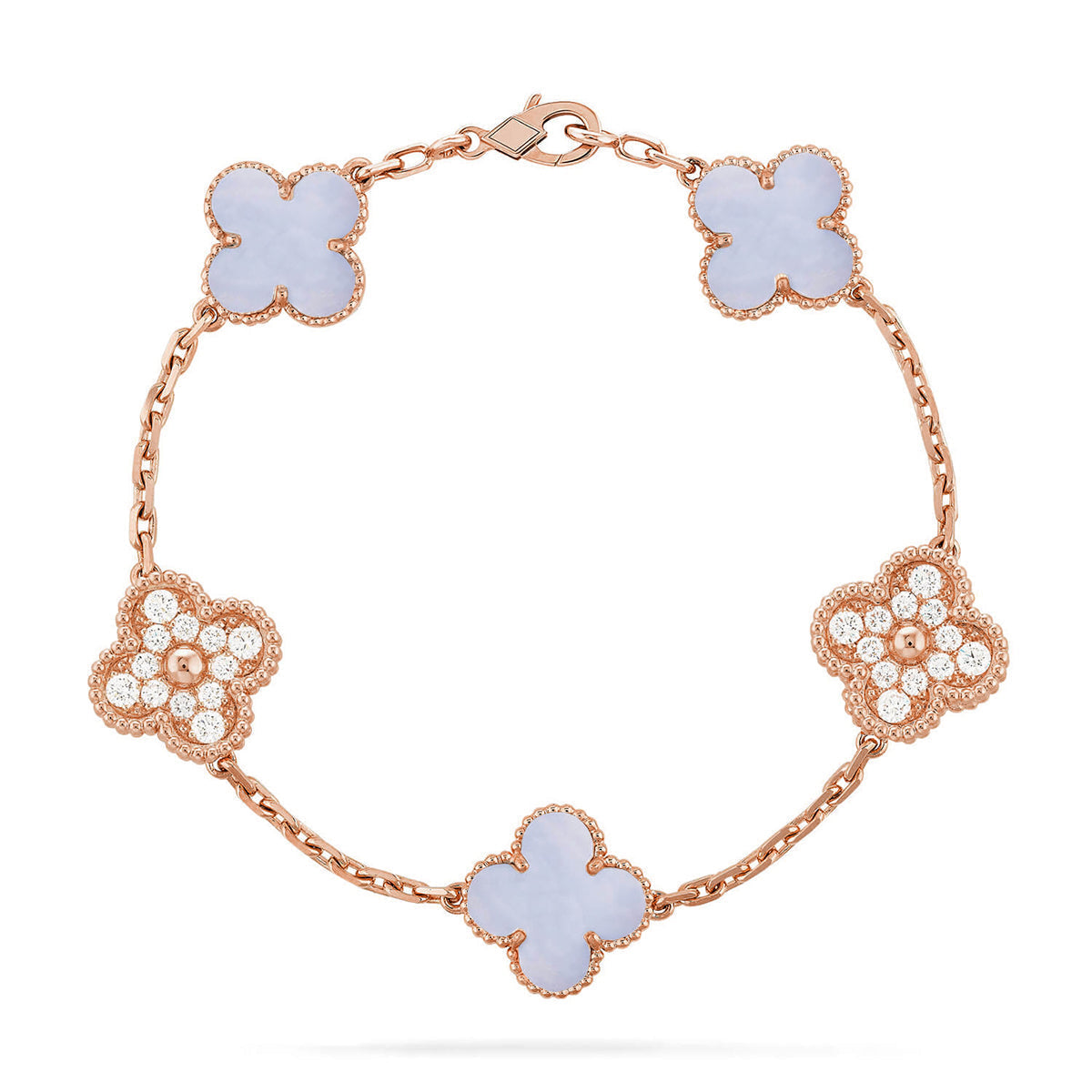 [⭐JeweliWhal] CLOVER 5 MOTIF PURPLE CHALCEDONY BRACELET COLLECTION