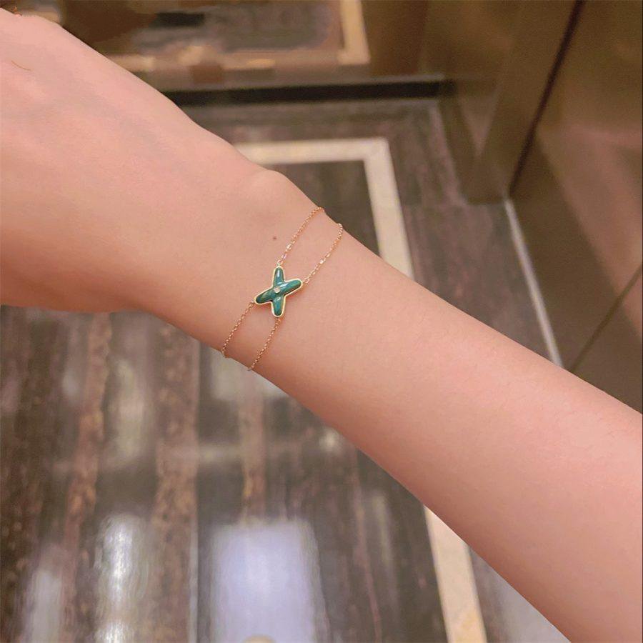 [⭐JeweliWhal]JEUX BRACELET MALACHITE PINK GOLD 1 DIAMOND