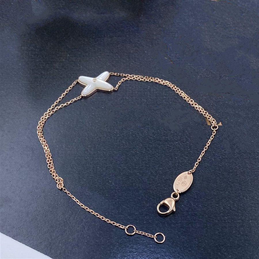 [⭐JeweliWhal]JEUX BRACELET WHITE MOP PINK GOLD 1 DIAMOND