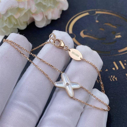 [⭐JeweliWhal]JEUX BRACELET WHITE MOP PINK GOLD 1 DIAMOND