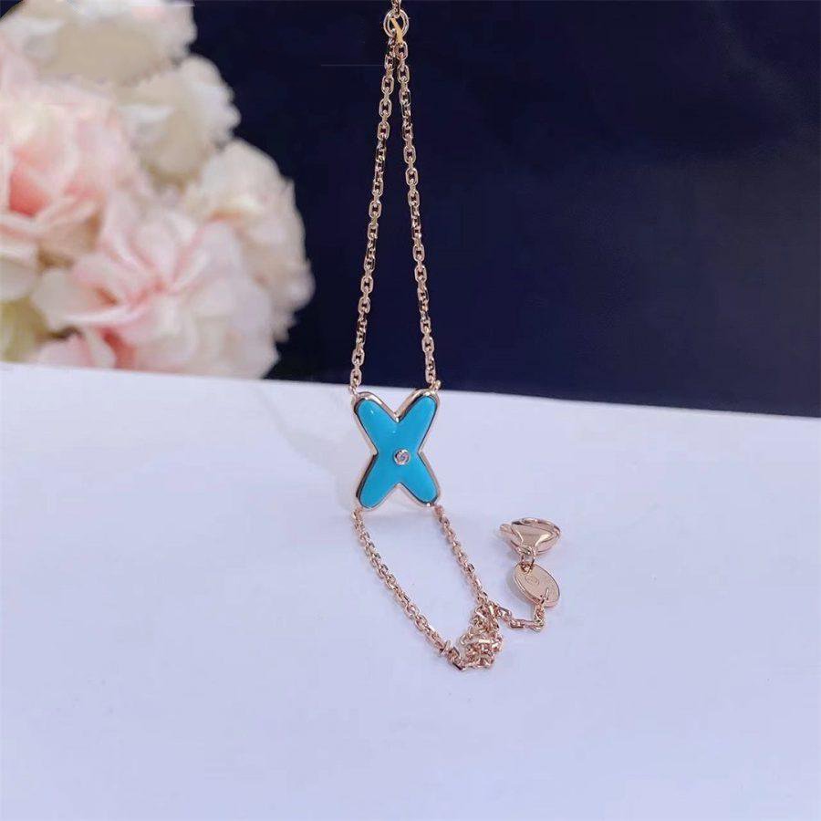 [⭐JeweliWhal]JEUX BRACELET TURQUOISE PINK GOLD 1 DIAMOND