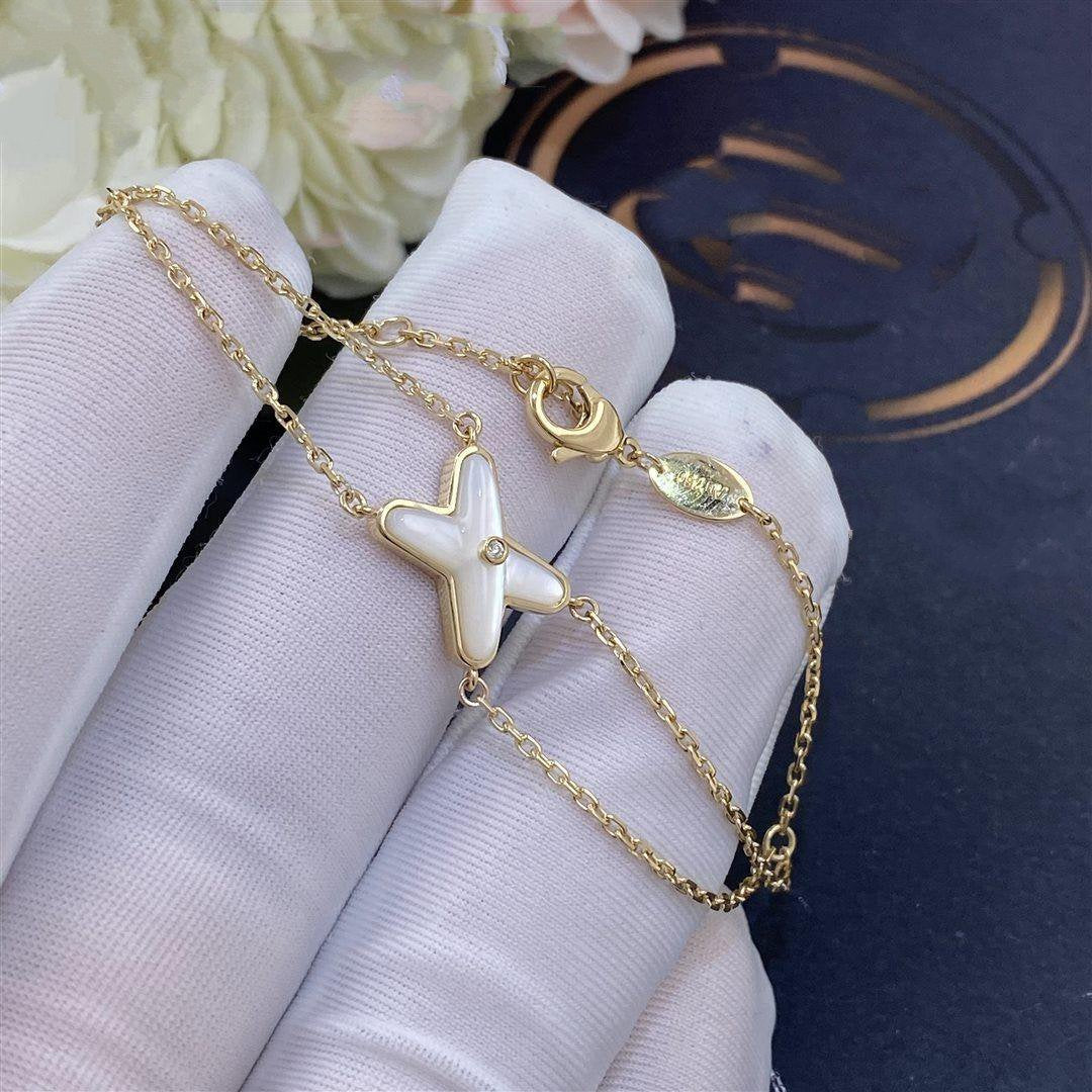 [⭐JeweliWhal]JEUX BRACELET WHITE MOP GOLD 1 DIAMOND