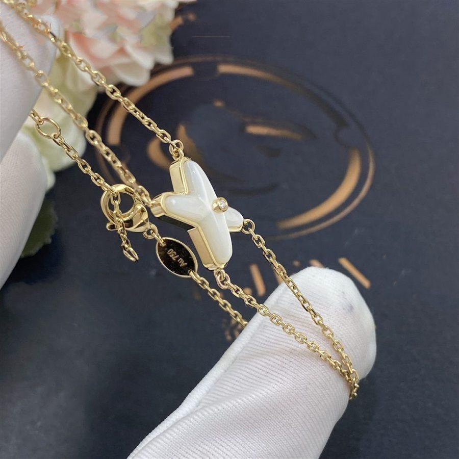 [⭐JeweliWhal]JEUX BRACELET WHITE MOP GOLD 1 DIAMOND