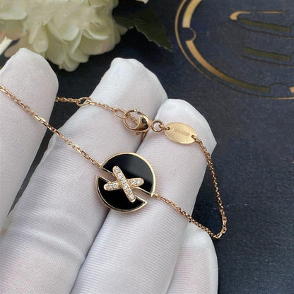 [⭐JeweliWhal]JEUX DE BRACELET ONYX PINK GOLD DIAMOND