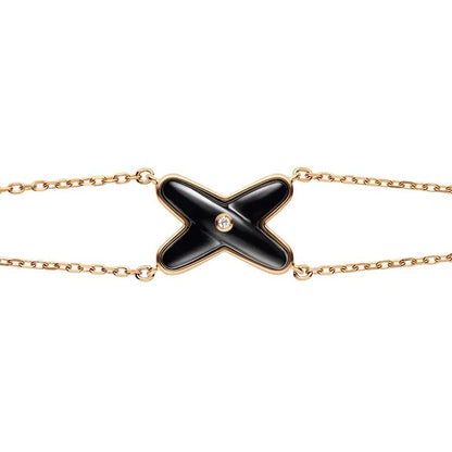 [⭐JeweliWhal]JEUX ARMBAND ONYX ROSÉGOLD 1 DIAMANT