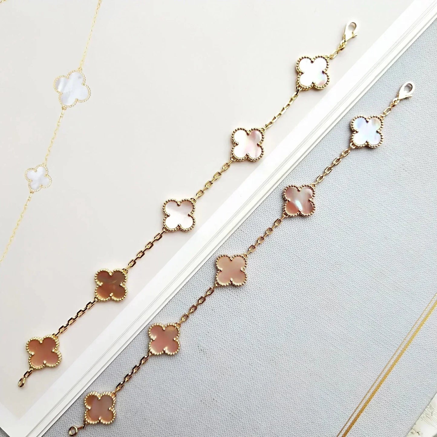 [⭐JeweliWhal] CLOVER 5 MOTIFS  PINK MOP BRACELET COLLECTION