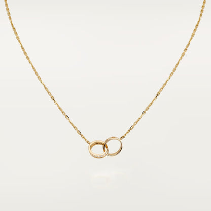 [⭐JeweliWhal]LOVE DOUBLE RING HALF DIAMOND NECKLACE