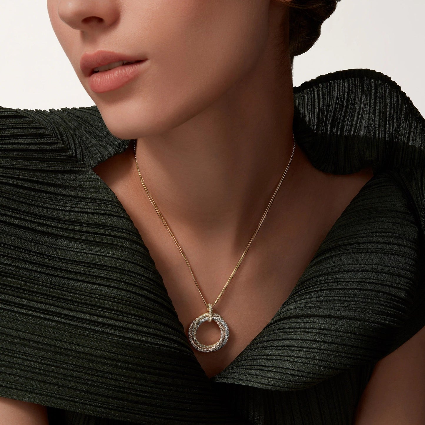 [⭐JeweliWhal]TRINITY LARGE FULL DIAMOND  NECKLACE