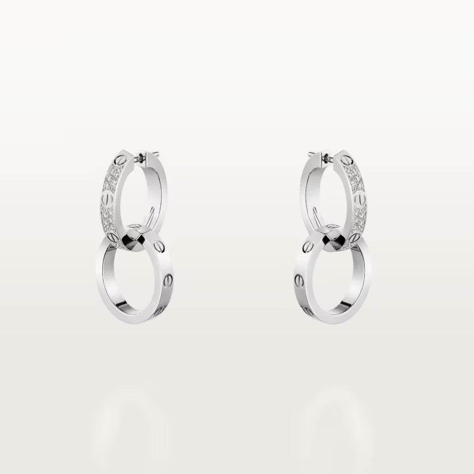 [⭐JeweliWhal]LOVE 3.3MM DANGLE HALF DIAMOND EARRINGS