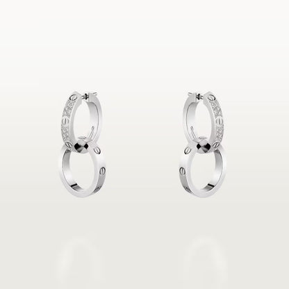 [⭐JeweliWhal]LOVE 3.3MM DANGLE HALF DIAMOND EARRINGS