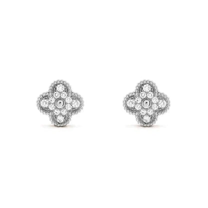 [⭐JeweliWhal]CLOVER 1 MOTIFS DIAMOND STUD EARRINGS SILVER
