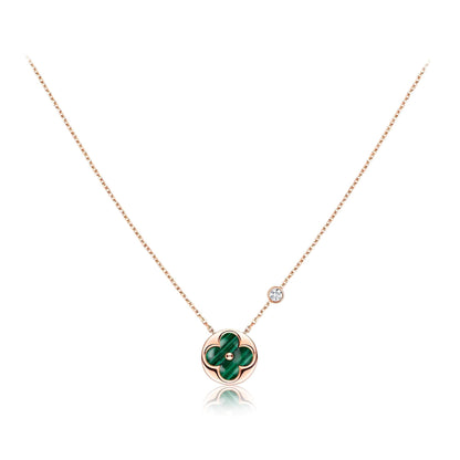 [⭐JeweliWhal]SUN PEDANT PINK GOLD 1 DIAMOND NECKLACE