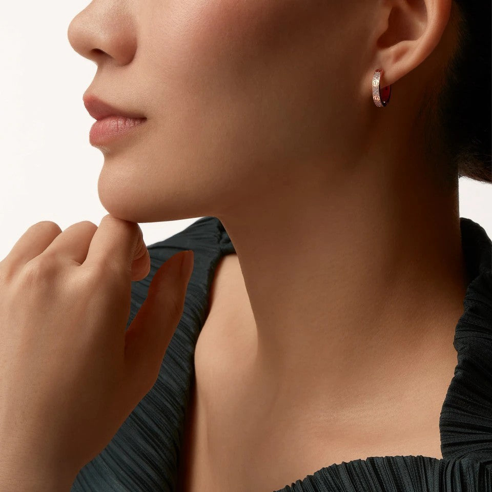 [⭐JeweliWhal]LOVE 3.3MM DANGLE HALF DIAMOND EARRINGS