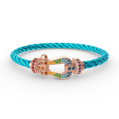 [⭐JeweliWhal]FORCE LARGE HORSESHOE  COLORED DIAMOND BRACELET ROSE GOLD