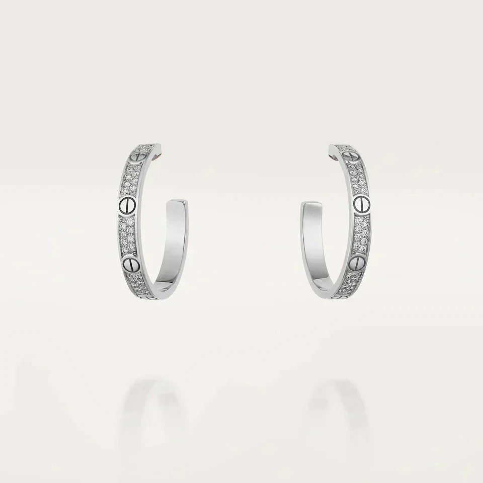 [⭐JeweliWhal]LOVE EARRINGS 3.6MM DIAMOND PAVED