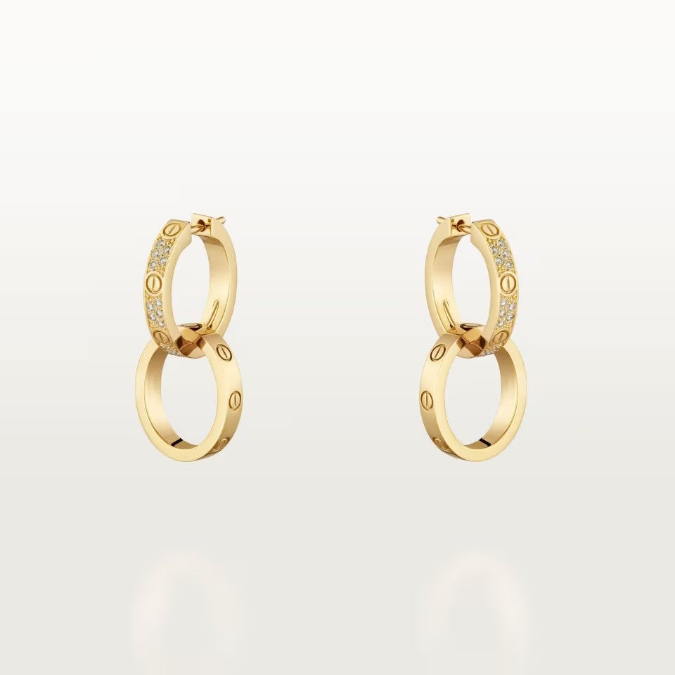 [⭐JeweliWhal]LOVE 3.3MM DANGLE HALF DIAMOND EARRINGS