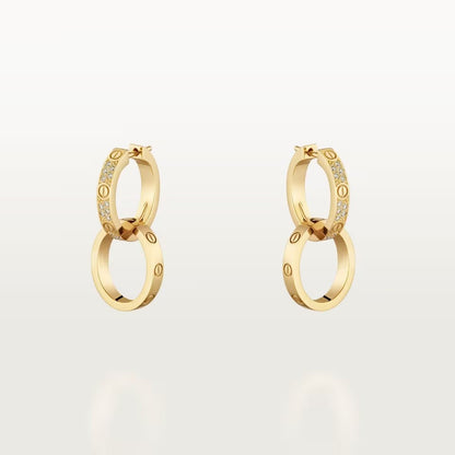 [⭐JeweliWhal]LOVE 3.3MM DANGLE HALF DIAMOND EARRINGS